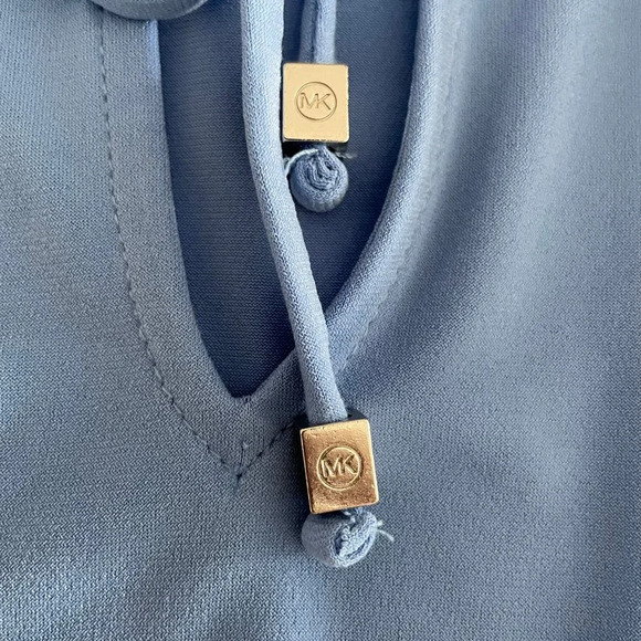 Michael Kors Sweet Flounce Sleeve w Gathered Neckline Dress Blue Sz M NWOT - Picture 9 of 12